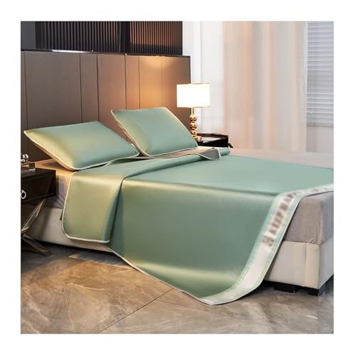 Apk i bc Carbon Light Ice Silk Kühlmatte, Sommer-Dreiteiler in Volltonfarbe, Faltbare Kühlmatte, Geeignet für Schlafzimmer(Green,2 * 2.2) von Apk i bc