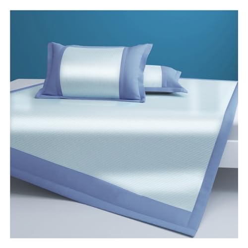 Apk i bc Carbon Light Ice Silk Kühlmatte, dreiteiliges Sommerset in Volltonfarbe, waschbare und Faltbare Kühlmatte, geeignet für Schlafzimmer(Blue,1.8 * 2m) von Apk i bc