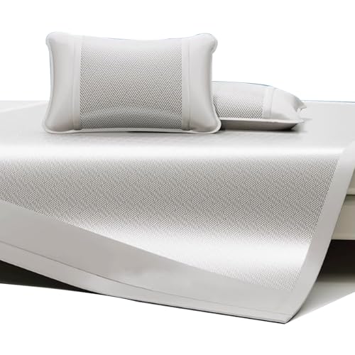 Apk i bc Carbon Light Ice Silk Kühlmatte, dreiteiliges Sommerset in Volltonfarbe, waschbare und Faltbare Kühlmatte, geeignet für Schlafzimmer(Gray,1.8 * 2.2m) von Apk i bc