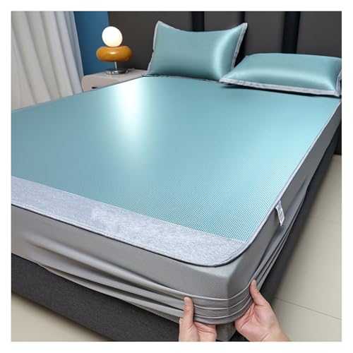 Apk i bc Dreiteiliges Set aus Kühlmatten aus Eisseide für Schlafsäle, Faltbare, wassergewaschene Kühlmatratze, lang anhaltendes Kältegefühl, geeignet für Schlafzimmer(Green,1.5 * 2m) von Apk i bc