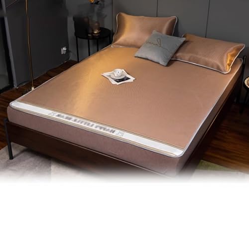 Apk i bc Dreiteiliges Set aus Kühlmatten aus Eisseide für Schlafsäle, Faltbare, wassergewaschene Kühlmatratze, lang anhaltendes Kältegefühl, geeignet für Schlafzimmer(Yellow,1.8 * 2m) von Apk i bc