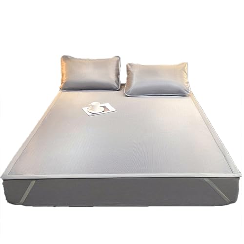 Apk i bc Eisseidenauflage, Matratzenbezug aus Bambus, glatt und antihaftbeschichtet, schnell kühlend, für den Heimgebrauch geeignet(Gray,150cm*200cm/55) von Apk i bc