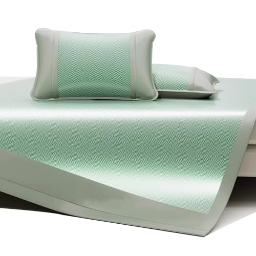 Apk i bc Kühlmatte aus Eisseide, atmungsaktiv und Nicht klebend, faltbares Design, geeignet für Bequeme Bettdecken in Schulen und zu Hause(Green,1.5 * 2m) von Apk i bc