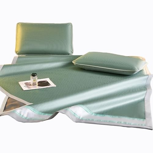 Apk i bc Sommer-Kühlmatte aus Eisseide in Volltonfarbe, faltbar und maschinenwaschbar, dreiteiliges Set, geeignet für Räume(Green,200 * 220) von Apk i bc