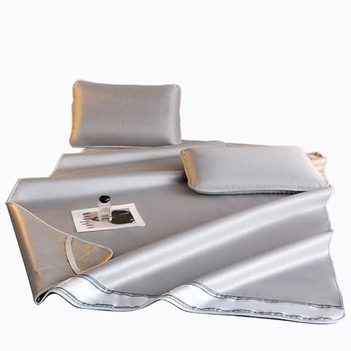 Apk i bc Sommer-Kühlmatte aus Eisseide in Volltonfarbe, faltbar und maschinenwaschbar, dreiteiliges Set, geeignet für Räume(Grey,180 * 220) von Apk i bc