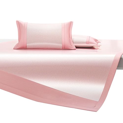 Apk i bc Sommer-Kühlmatte aus einfarbiger Eisseide, Faltbare weiche Matte mit Vier-Eck-Gurt-Design, Kühlmatte für den Wohnheimgebrauch(pink,2.0m) von Apk i bc