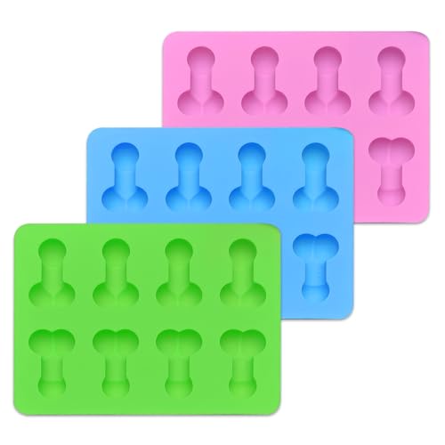 3 Stück Große Eiswürfelform, Mini Lustige Eiswürfelform Penis Silikonform Backform Ice Seifenformen Silikon Kreative Kuchenform Wiederverwendbar Neuheit Ice Cube Tray Silicone für Whisky Schokolade von Apkpesterml