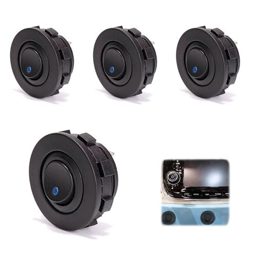 4 Stück Kippschalter 12V, Kfz Schalter Blauer LED-Beleuchtungs-Rundschalter 20A Selbsthemmung Wippschalter 3 Pin Rund EIN/AUS Schalter Wasserdichter Beleuchtungsschalter Einrastbare für Auto Boot von Apkpesterml
