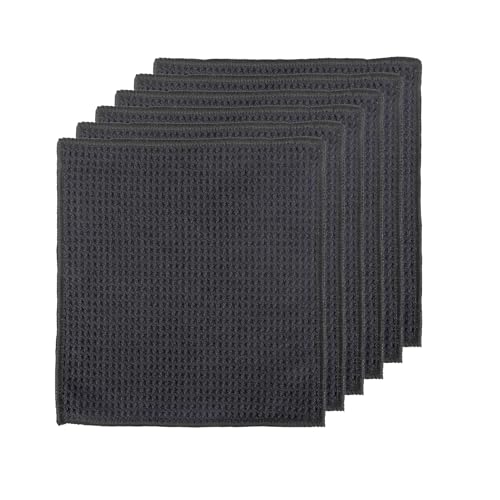 6Pcs Reinigungstücher Mikrofaser, 30x30cm Mikrofasertücher Schwarz Mikrofasertücher Barista Tuch Mikrofasertuch mit Waffelstruktur Lappen Putztücher Fenster Tücher Spüllappen Küchenlappen Putzlappen von Apkpesterml