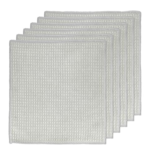 Apkpesterml 6Pcs Reinigungstücher Mikrofaser, Schwarz Mikrofasertücher Barista Tuch Mikrofasertuch mit Waffelstruktur Lappen Putztücher Fenster Tücher Spüllappen Küchenlappen Putzlappen (Grey2) von Apkpesterml