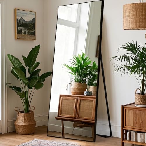 Aplancee Standspiegel 170x75cm, Schwarz groß Ganzkörperspiegel Wandspiegel mit Aluminiumrahmen zum stehend oder Aufhängen an die Wand, Bodenspiegel für Schlafzimmer, Wohnzimmer und Ankleidezimmer Aplancee Standspiegel 170x75cm, Schwarz groß Ganzkörperspiegel Wandspiegel mit Aluminiumrahmen zum stehend oder Aufhängen an die Wand, Bodenspiegel für Schlafzimmer, Wohnzimmer und Ankleidezimmer von Aplancee