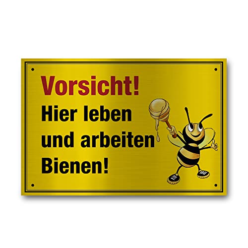 Apoidea – Bienen Schild zur Warnung aus Aluminium gebürstet / Imkereibedarf / Bienenzubehör und Imkerzubehör / Bienenzucht Zubehör / Imkerbedarf von Apoidea