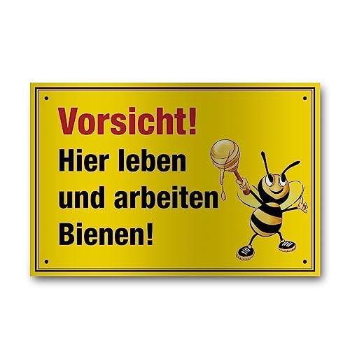Apoidea – Bienen Schild zur Warnung aus Aluminium weiß / Imkereibedarf / Bienenzubehör und Imkerzubehör / Bienenzucht Zubehör / Imkerbedarf von Apoidea