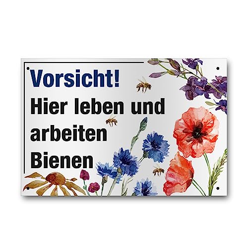 Apoidea – Bienen Schild zur Warnung aus Aluminium weiß / Imkereibedarf / Bienenzubehör und Imkerzubehör / Bienenzucht Zubehör / Imkerbedarf von Apoidea