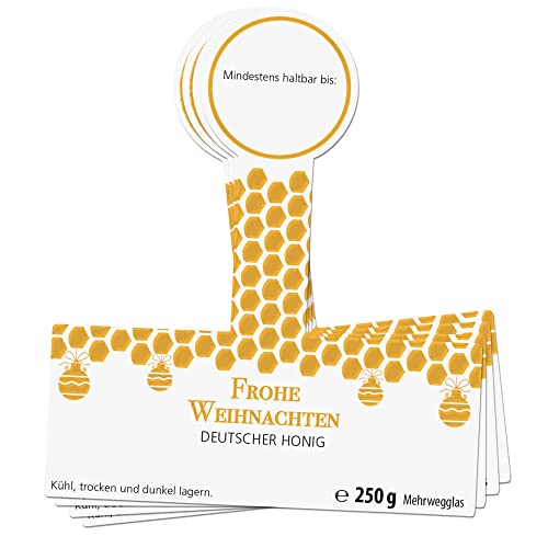 Apoidea – Honig Etiketten 250g mit Goldveredlung & Gewährverschluss selbstklebend, personalisierbar - 100 Stück/Etiketten Honiggläser/Honig Aufkleber für selbstgemachten Honig/Honigetiketten von Apoidea