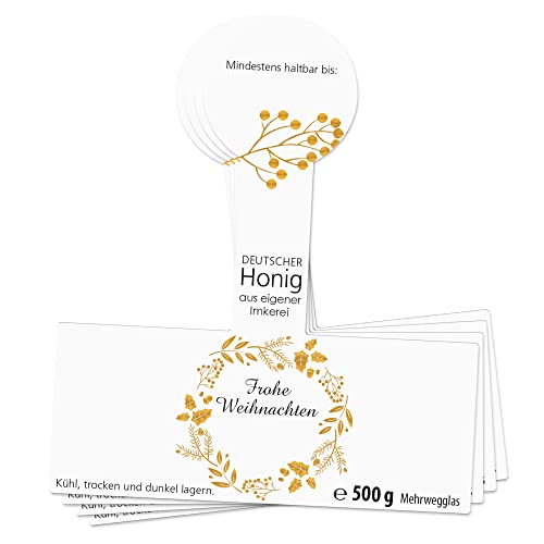 Apoidea – Honig Etiketten 500 g mit Goldveredlung & Gewährverschluss selbstklebend & personalisierbar - 100 Stück/Etiketten Honiggläser/Honig Aufkleber für selbstgemachten Honig/Honigetiketten von Apoidea