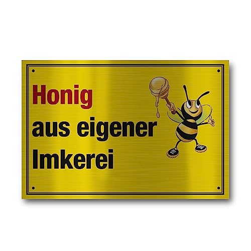 Apoidea – Honig aus eigener Imkerei Schild / Bienen Schild Werbeschild aus Aluminium gebürstet / Imkereibedarf / Bienenzubehör und Imkerzubehör / Imkerbedarf von Apoidea