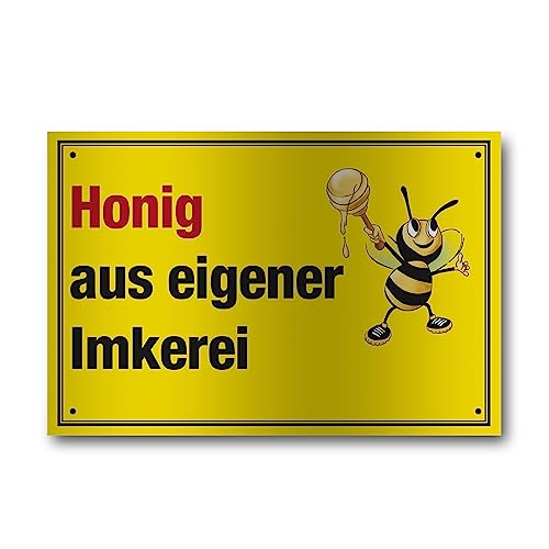 Apoidea – Honig aus eigener Imkerei Schild / Bienen Schild Werbeschild aus Aluminium weiß / Imkereibedarf / Bienenzubehör und Imkerzubehör / Imkerbedarf von Apoidea