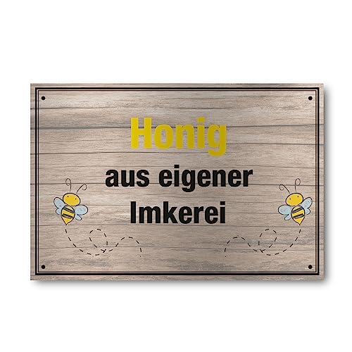 Apoidea – Honig aus eigener Imkerei Schild / Bienen Schild Werbeschild aus Aluminium weiß / Imkereibedarf / Bienenzubehör und Imkerzubehör / Imkerbedarf von Apoidea