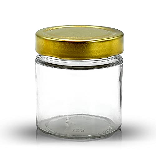 Apoidea – Honiggläser 250g mit DEEP Twistoff Deckel in Gold 120 Stück/Honiggläser 250g mit Deckel/Honigglas und Einweckglas Deepglas/Hochwertige Honig Gläser für Ihren eigenen Honig von Apoidea
