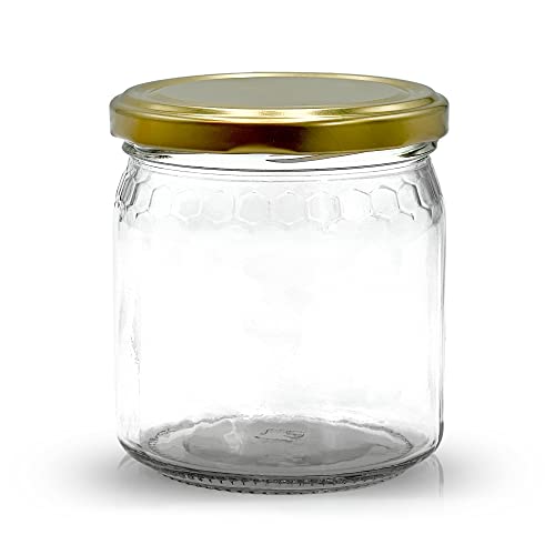 Apoidea – Honiggläser 500g mit 82er Twistoff Deckel 12 Stück/Honiggläser 500g mit Deckel/Honigglas Wabendesign/Hochwertige Honig Gläser für Ihren eigenen Honig von Apoidea