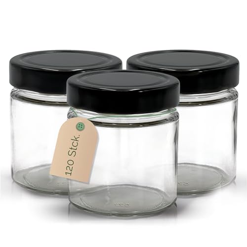 Apoidea – Marmeladengläser 250g mit Deckel in Schwarz 120 Stück/Twist Off Gläser/Einmachgläser/Marmeladengläser mit Deckel/leeres Marmeladenglas/Einkochgläser Apoidea – Marmeladengläser 250g mit Deckel in Schwarz 120 Stück/Twist Off Gläser/Einmachgläser/Marmeladengläser mit Deckel/leeres Marmeladenglas/Einkochgläser von Apoidea