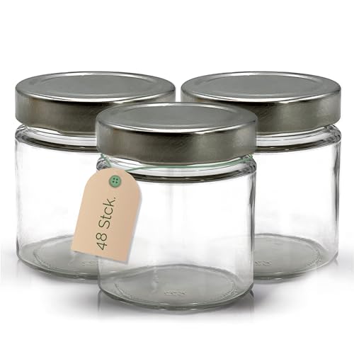 Apoidea – Marmeladengläser 250g mit Deckel in Silber 48 Stück/Twist Off Gläser/Einmachgläser/Marmeladengläser mit Deckel/leeres Marmeladenglas/Einkochgläser Apoidea – Marmeladengläser 250g mit Deckel in Silber 48 Stück/Twist Off Gläser/Einmachgläser/Marmeladengläser mit Deckel/leeres Marmeladenglas/Einkochgläser von Apoidea