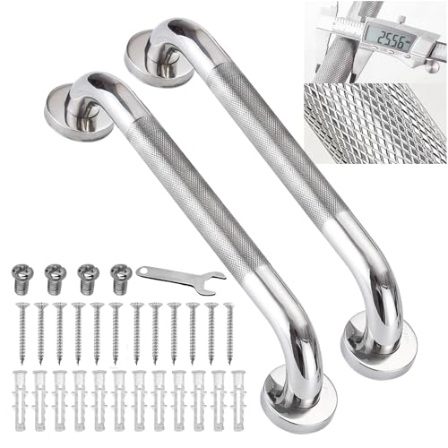 2 Stück 30,5 cm Haltegriffe für Badezimmer, 304 Edelstahl, rutschfeste Griffe für ältere Menschen, Sicherheits-Haltegriffe mit Schraubenschlüssel und Dübeln, Dusch-Haltegriffe für ältere Menschen von ApollOptimum
