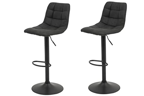 Hela Tische, 2er Set Barhocker Bistrohocker Yvonne, Microfaser Anthrazit, Trompetengestell Grau, höhenverstellbar mit Gasdruckfeder, 360° drehbar von Hela Tische