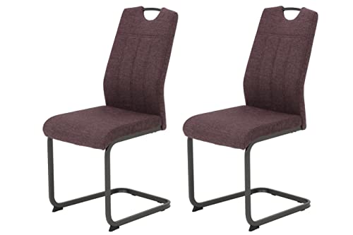 Hela Tische, 2er Set Britta Esszimmerstuhl, Schwingstuhl, Webstoff Mikrofaser, Wildberry, Metallgestell Grau, Lehne mit Griff Hela Tische, 2er Set Britta Esszimmerstuhl, Schwingstuhl, Webstoff Mikrofaser, Wildberry, Metallgestell Grau, Lehne mit Griff von Hela Tische