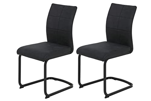 Hela Tische, 2er Set Esszimmerstuhl,Schwingstuhl Pia, Microfaser Anthrazit, Vierkantgestell Schwarz, ergonomische Lehne Hela Tische, 2er Set Esszimmerstuhl,Schwingstuhl Pia, Microfaser Anthrazit, Vierkantgestell Schwarz, ergonomische Lehne von Hela Tische