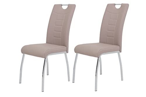 Hela Tische, 2er Set Esszimmerstuhl Andrea, Bezug Kunstleder Cappuccino, Rundrohgestell Chrom, 100x43x64 cm Hela Tische, 2er Set Esszimmerstuhl Andrea, Bezug Kunstleder Cappuccino, Rundrohgestell Chrom, 100x43x64 cm von Hela Tische