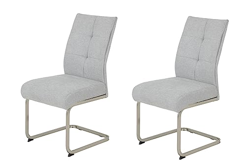 Hela Tische, 2er Set Esszimmerstuhl INES, Schwingstuhl, XL-Stuhl, Webstsoff Grau, Komfortsitz Federkorb, Metallgestell Edelstahloptik Hela Tische, 2er Set Esszimmerstuhl INES, Schwingstuhl, XL-Stuhl, Webstsoff Grau, Komfortsitz Federkorb, Metallgestell Edelstahloptik von Hela Tische