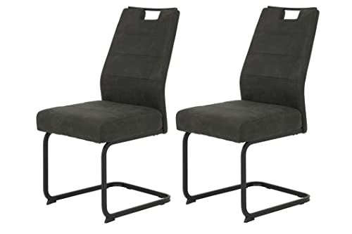 Hela Tische, 2er Set Schwingstuhl Kerstin XL-Breite, Microfaser Anthrazit, Vierkantgestell Schwarz, Komfortsitz Federkorb, 140kg belastbar Hela Tische, 2er Set Schwingstuhl Kerstin XL-Breite, Microfaser Anthrazit, Vierkantgestell Schwarz, Komfortsitz Federkorb, 140kg belastbar von Hela Tische