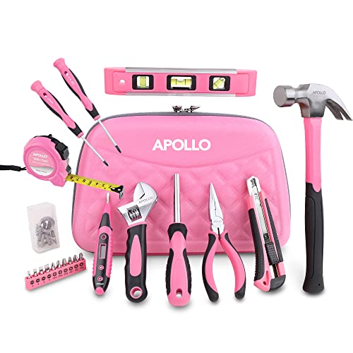 Apollo 21-tlg. Pinkes Werkzeug in einer stylischen Werkzeugtasche mit Reißverschluss für die Frau im Haus – Haushaltswerkzeug Set mit Hammer und Schraubenzieher-Set von Apollo