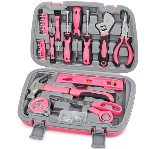 Apollo 67tlg. Werkzeugkoffer in Rosa Pink. Komplettes Werkzeug-Set für Frauen und Mädchen um einfache Reparaturen im Haushalt zu erledigen. von Apollo
