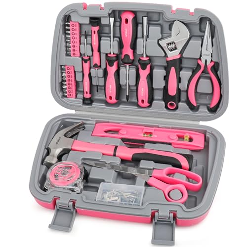 Apollo 67-tlg. Werkzeugkoffer in Rosa Pink. Komplettes Werkzeug-Set für Frauen und Mädchen, inklusive Hammer und Schraubenzieher-Set, um einfache Reparaturen im Haushalt zu erledigen. von Apollo