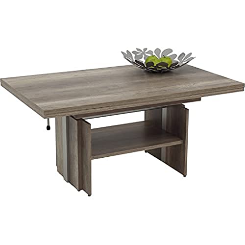 Apollo Couchtisch Wohnzimmertisch Jerome, Holzwerkstoff melaminbeschichtet, Wildeiche, ausziehbar 110-177cm, höhenverstellbar mit Lift 53-69cm von Apollo