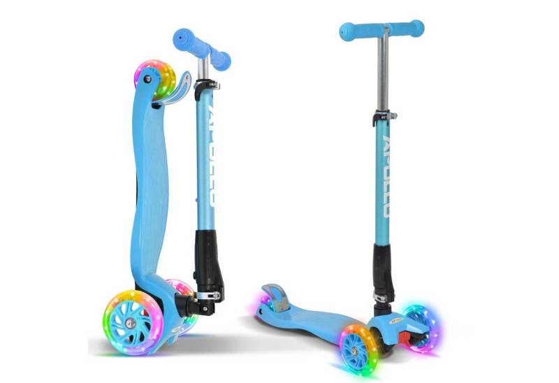 Apollo Dreiradscooter Kinderroller Kids Whiz LED 3-Rad Scooter ab 3 Jahren Tretroller, Klappbarer und höhenverstellbarer Kinder Scooter mit LED Wheels von Apollo
