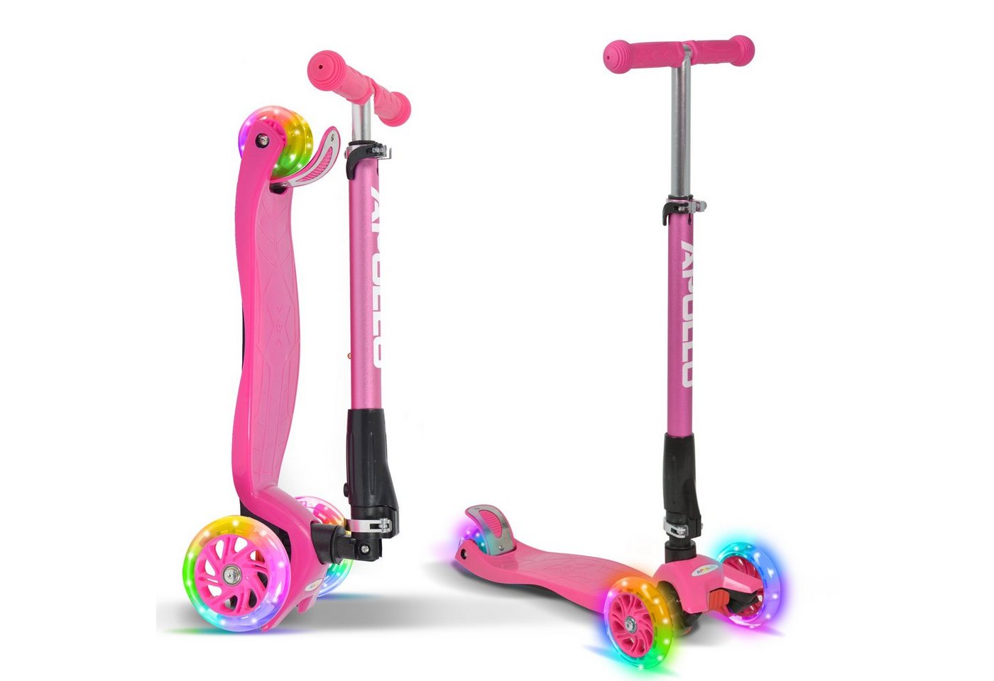 Apollo Dreiradscooter Kinderroller Kids Whiz LED 3-Rad Scooter ab 3 Jahren Tretroller, Klappbarer und höhenverstellbarer Kinder Scooter mit LED Wheels von Apollo