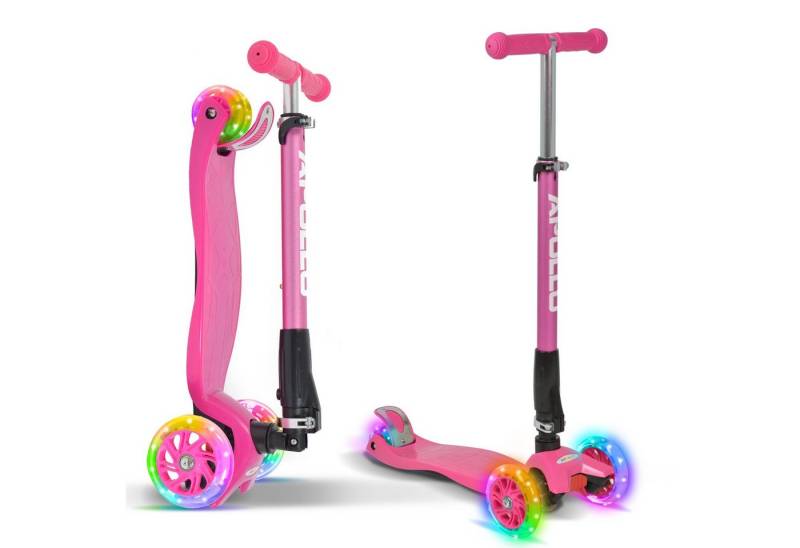 Apollo Dreiradscooter Kinderroller Kids Whiz LED 3-Rad Scooter ab 3 Jahren Tretroller, Klappbarer und höhenverstellbarer Kinder Scooter mit LED Wheels von Apollo