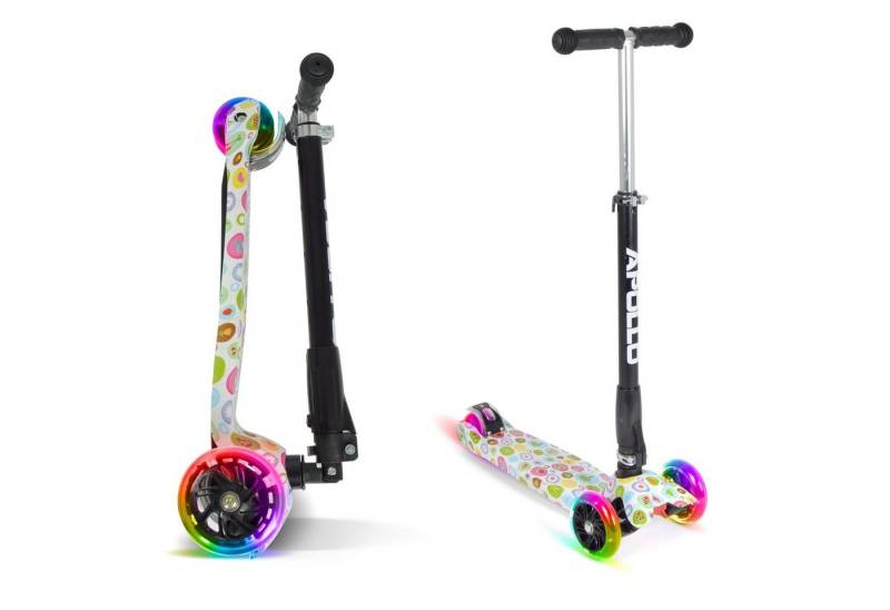 Apollo Dreiradscooter Kinderroller Kids Whiz LED 3-Rad Scooter ab 3 Jahren Tretroller, Klappbarer und höhenverstellbarer Kinder Scooter mit LED Wheels von Apollo