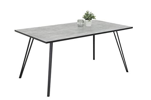 Apollo Esstisch Küchentisch Oksana, Holzwerkstoff melaminbeschichtet, Beton Optik, V-Fußgestell Metall Schwarz, 160x90cm von Apollo