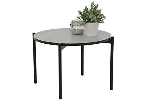 Apollo Couchtisch Jonas, Beistelltisch rund, Holzwerkstoff melaminbeschichtet, Marmoroptik, Metallgestell Schwarz, Ø60 x 42cm von Apollo