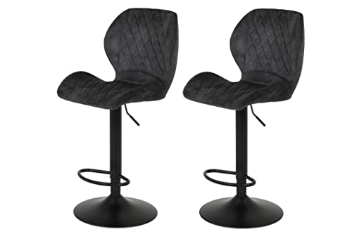 Hela Tische, 2er Set Barhocker Bistorhocker Laila, Microfaser Anthrazit, Metallfuß höhenverstellbar mit Lift, Trompetenfuß, 360°drehbar Hela Tische, 2er Set Barhocker Bistorhocker Laila, Microfaser Anthrazit, Metallfuß höhenverstellbar mit Lift, Trompetenfuß, 360°drehbar von Hela Tische