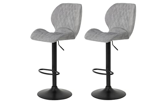 Hela Tische, 2er Set Barhocker Bistorhocker Laila, Microfaser Grau, Metallfuß höhenverstellbar mit Lift, Trompetenfuß, 360°drehbar Hela Tische, 2er Set Barhocker Bistorhocker Laila, Microfaser Grau, Metallfuß höhenverstellbar mit Lift, Trompetenfuß, 360°drehbar von Hela Tische
