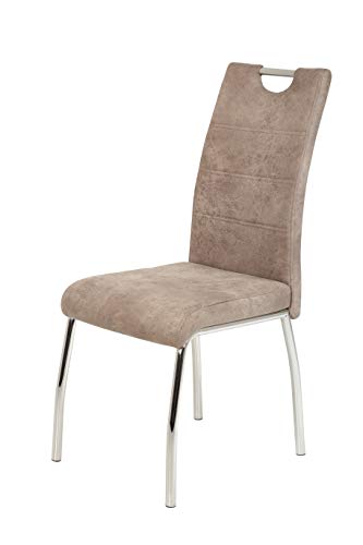 Hela Tische, 1ner Pack Esszimmerstuhl Susi, Bezug Vintage Beige, Chromgestell, Lehne mit Griff, 120kg belastbar Hela Tische, 1ner Pack Esszimmerstuhl Susi, Bezug Vintage Beige, Chromgestell, Lehne mit Griff, 120kg belastbar von Hela Tische