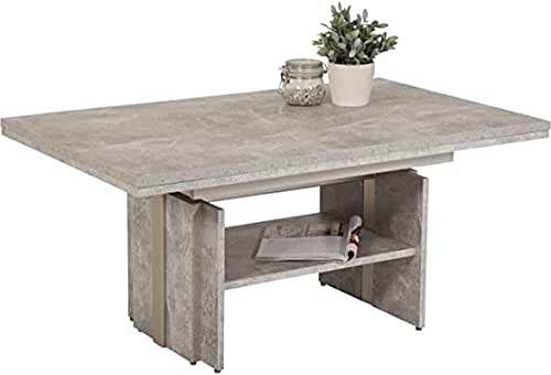 Apollo Couchtisch Wohnzimmertisch Jerome, Holzwerkstoff melaminbeschichtet, Beton-Optik, ausziehbar 110-177cm, höhenverstellbar mit Lift 53-69cm von Apollo