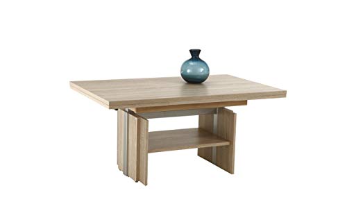 Hela Tische, Couchtisch Wohnzimmertisch Jerome, Holzwerkstoff melaminbeschichtet, Sonoma Eiche, ausziehbar 110-177cm, höhenverstellbar mit Lift 53-69cm von Hela Tische