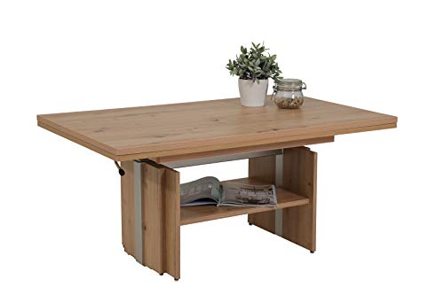 Hela Tische, Couchtisch Wohnzimmertisch Jerome, Holzwerkstoff melaminbeschichtet, Artisan Eiche, ausziehbar 110-177cm, höhenverstellbar mit Lift 53-69cm von Hela Tische
